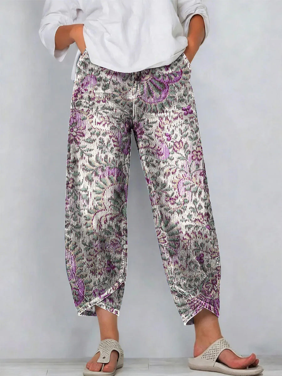 Women's Retro Floral Style Print Casual Style Wide Leg Pants